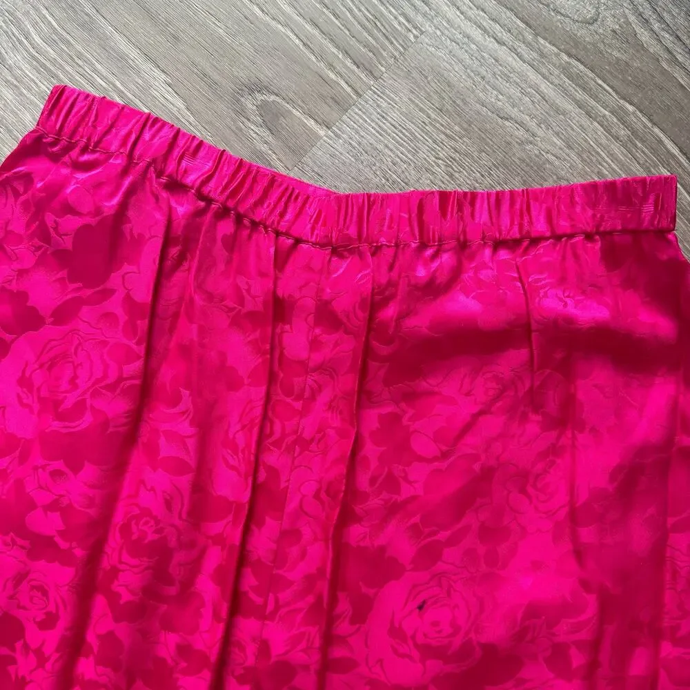 Spenser Jeremy Petites Vintage 90's Bright Pink Silk Skirt Size 10 - Picture 6 of 9